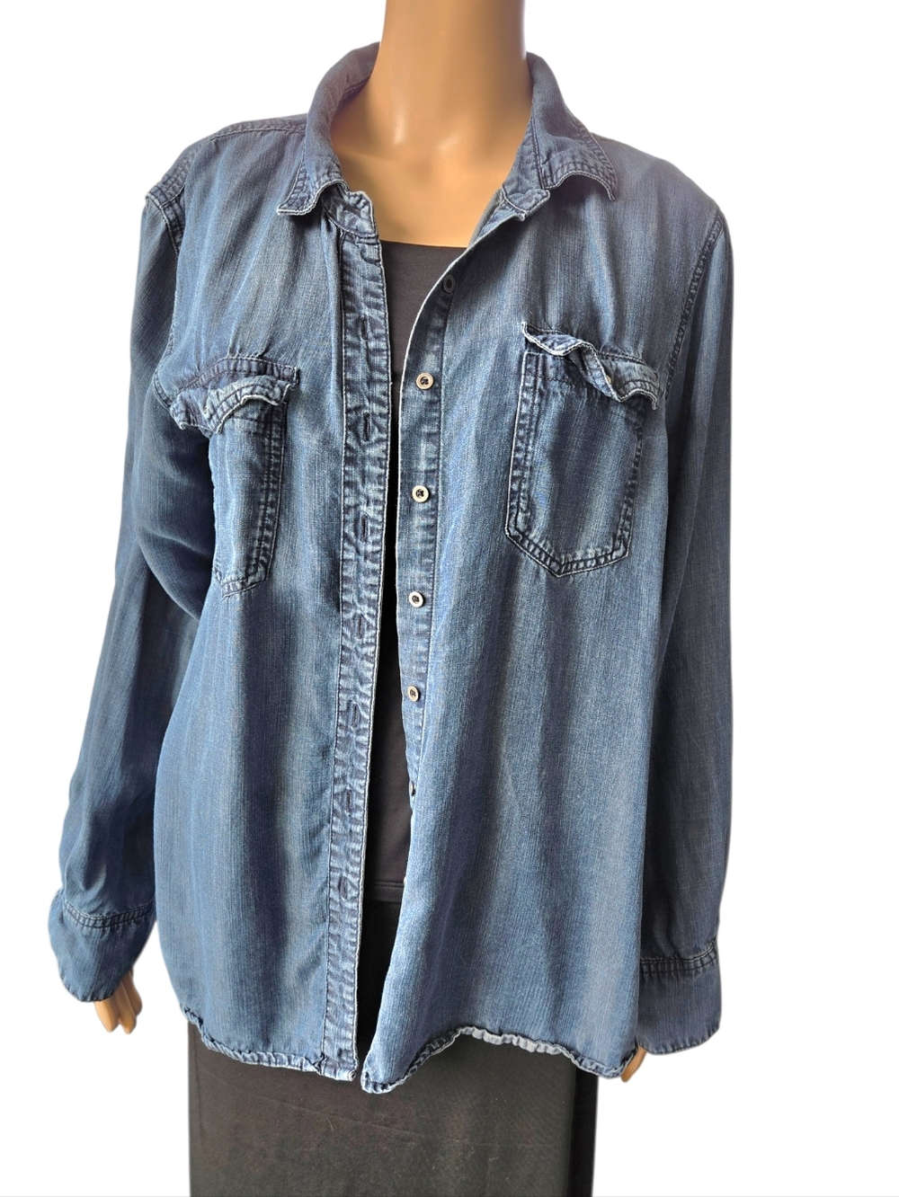 Light Wash Denim Look Shirt